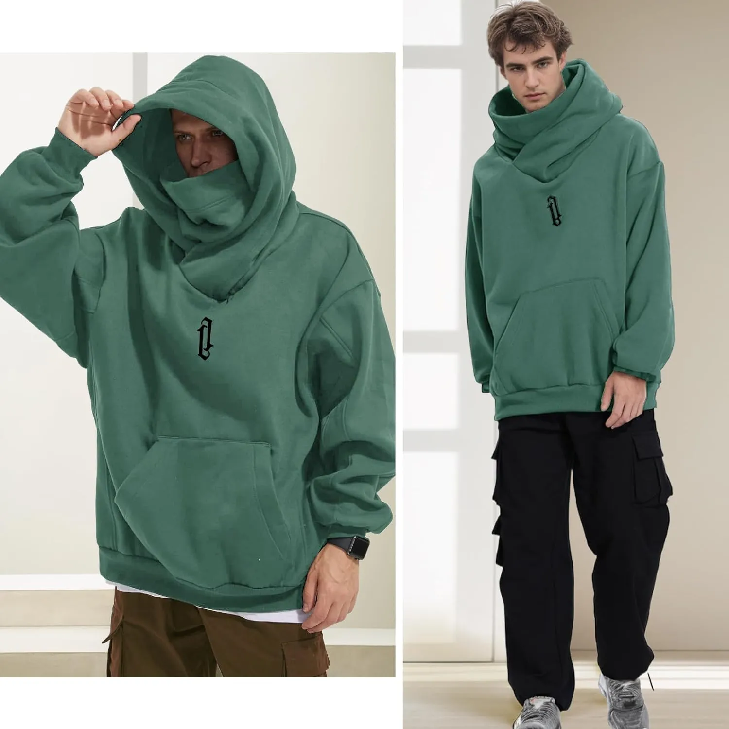 Men's Long Sleeve Fleece Hoodie Lightweight Hip Hop Soft Cotton Pullover Unisex Casual Hooded Sweatshirts