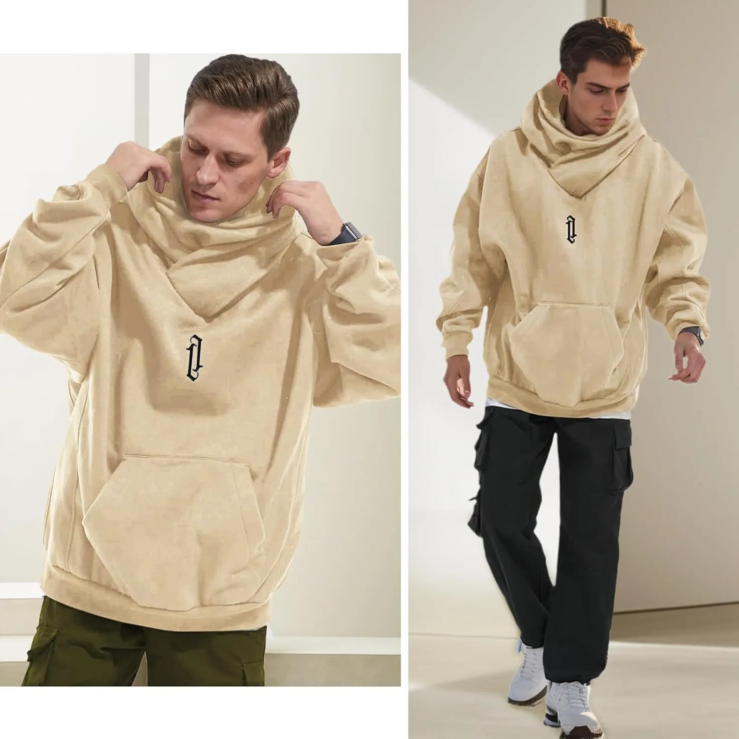Men's Long Sleeve Fleece Hoodie Lightweight Hip Hop Soft Cotton Pullover Unisex Casual Hooded Sweatshirts