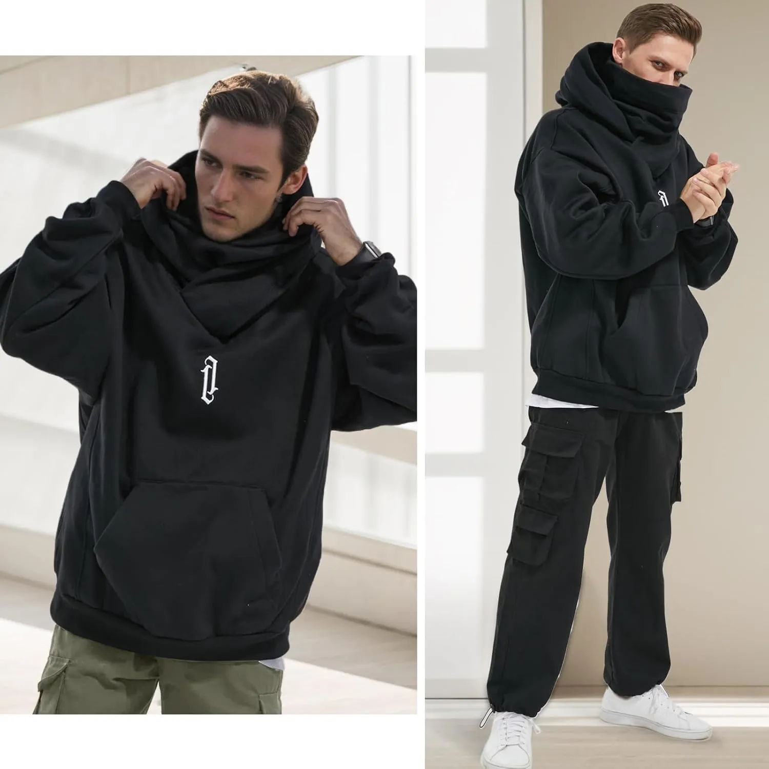 Men's Long Sleeve Fleece Hoodie Lightweight Hip Hop Soft Cotton Pullover Unisex Casual Hooded Sweatshirts