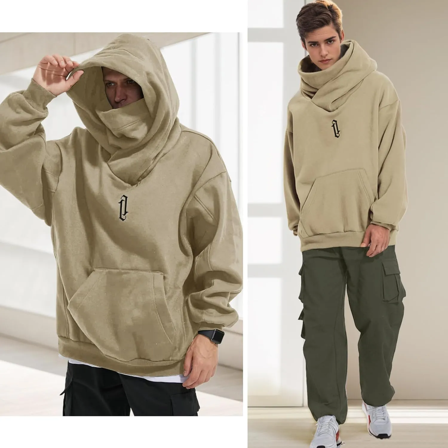 Men's Long Sleeve Fleece Hoodie Lightweight Hip Hop Soft Cotton Pullover Unisex Casual Hooded Sweatshirts