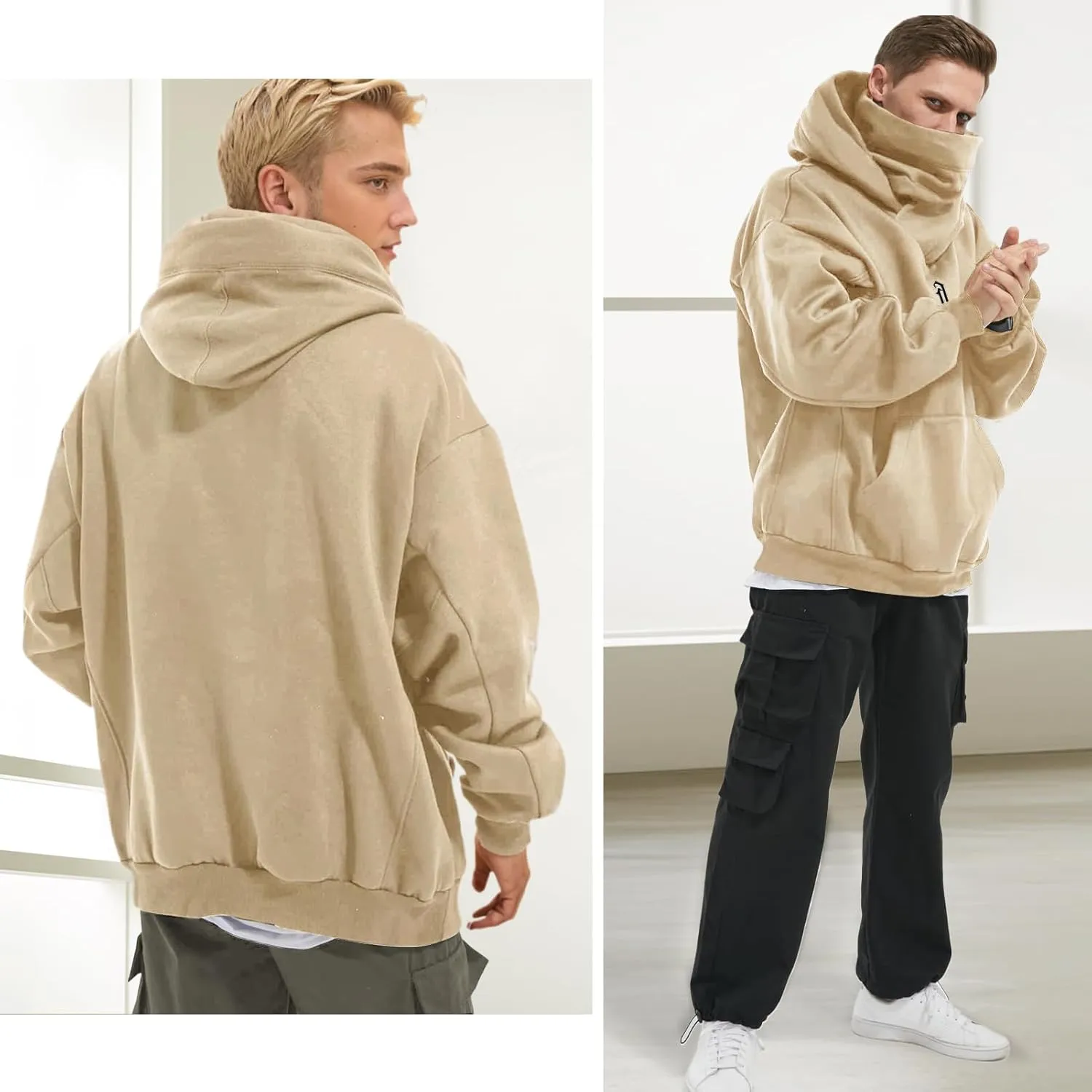 Men's Long Sleeve Fleece Hoodie Lightweight Hip Hop Soft Cotton Pullover Unisex Casual Hooded Sweatshirts