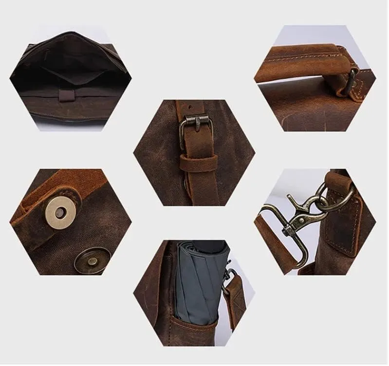 Men's Waterproof Canvas Handbag Office Flip Leather Messenger Bag Men's Messenger Shoulder Bag Shoulder Bag