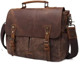 Men's Waterproof Canvas Handbag Office Flip Leather Messenger Bag Men's Messenger Shoulder Bag Shoulder Bag