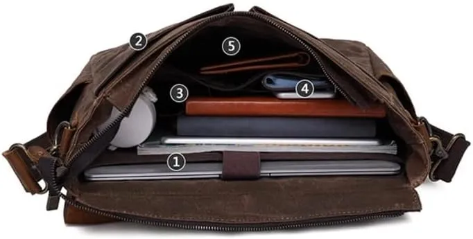 Men's Waterproof Canvas Handbag Office Flip Leather Messenger Bag Men's Messenger Shoulder Bag Shoulder Bag