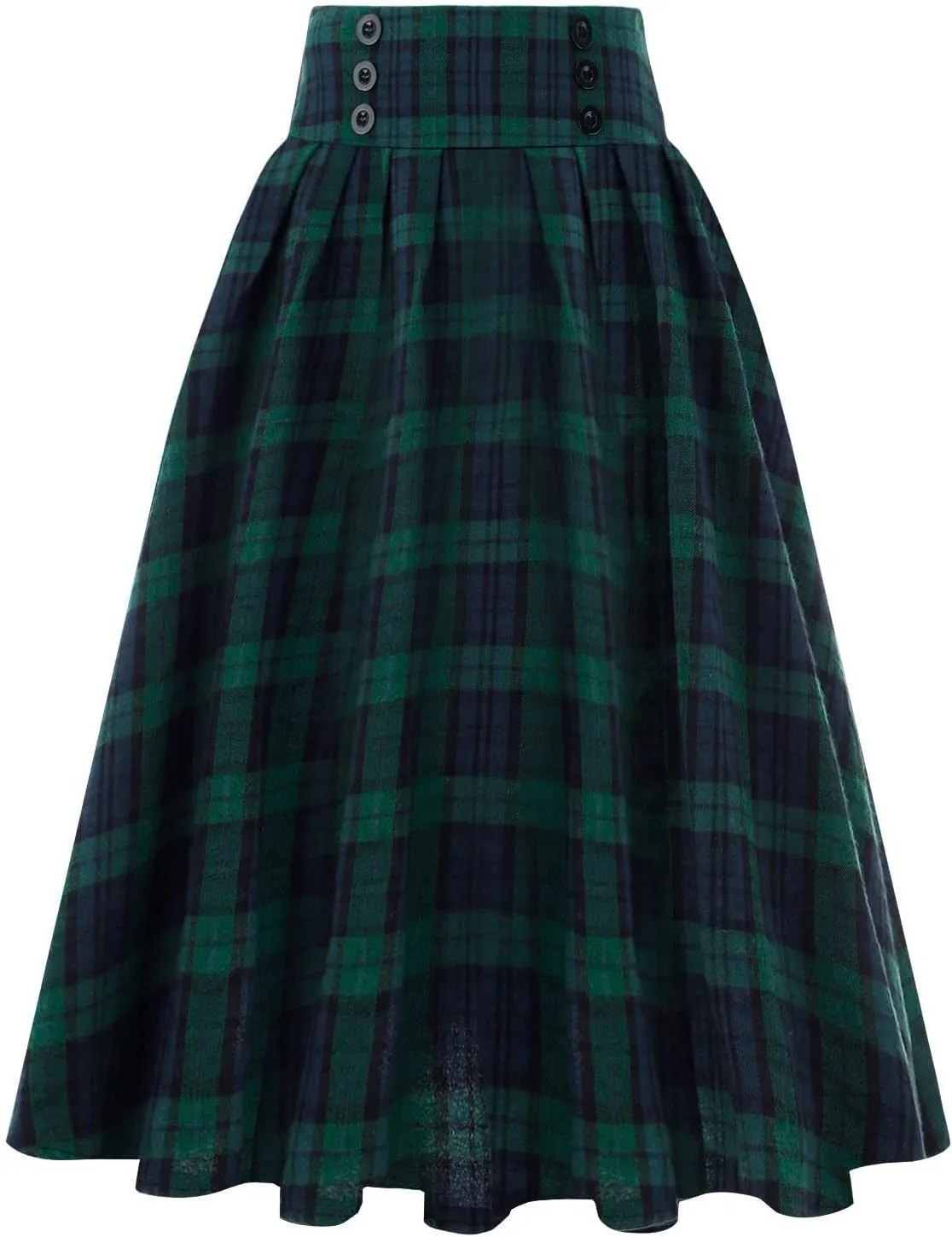 Midi Skirts for Women Casual Short Style Skirts High Waist Elegant Skirt Preppy Plaid Ankle Pleated Cheer Skirt