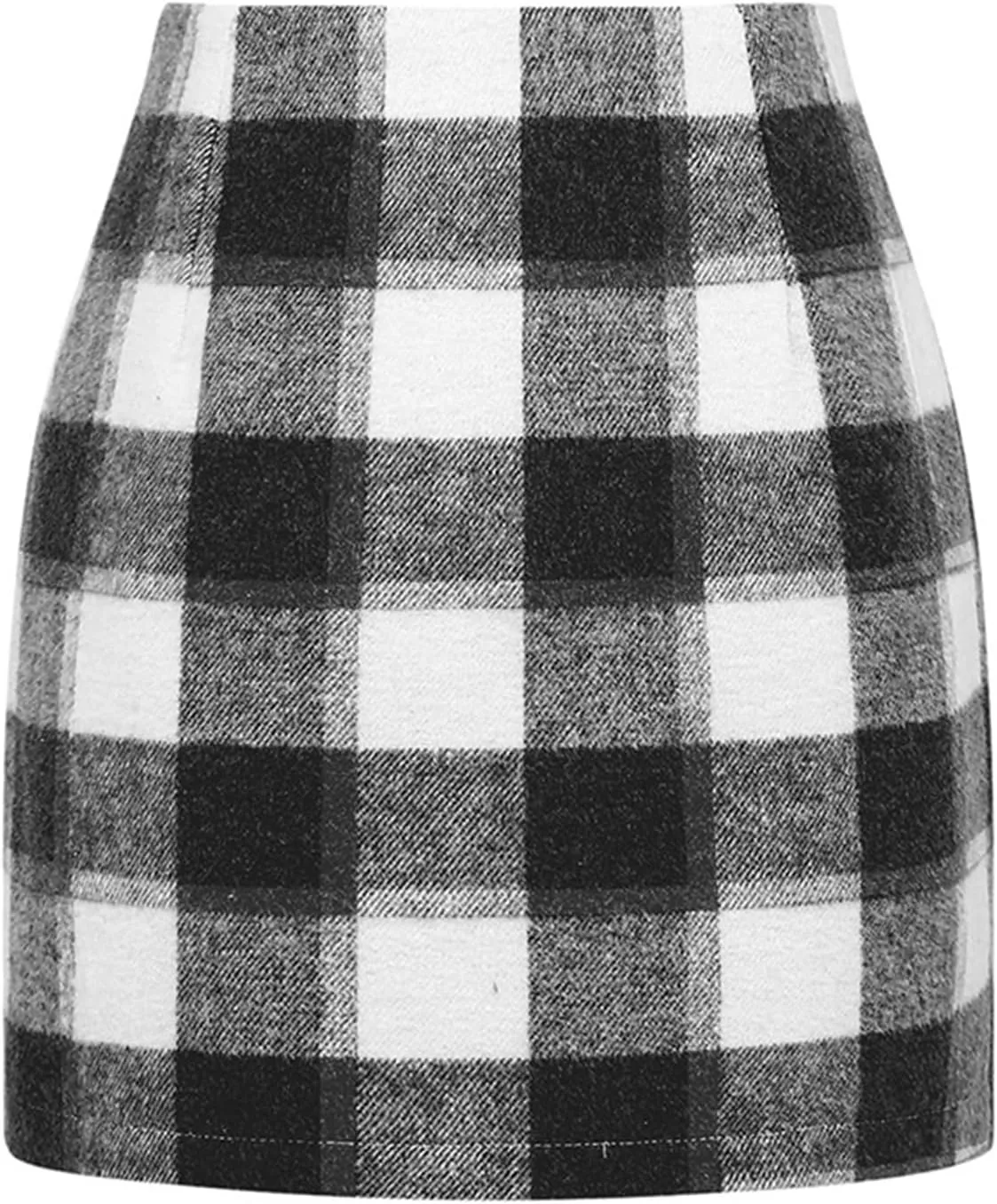 Mini Plaid Skirts for Women Trendy High Waisted Bodycon Wool Pencil Skirt Stretchy Wrap Skirt Lightweight Tweed Skirt