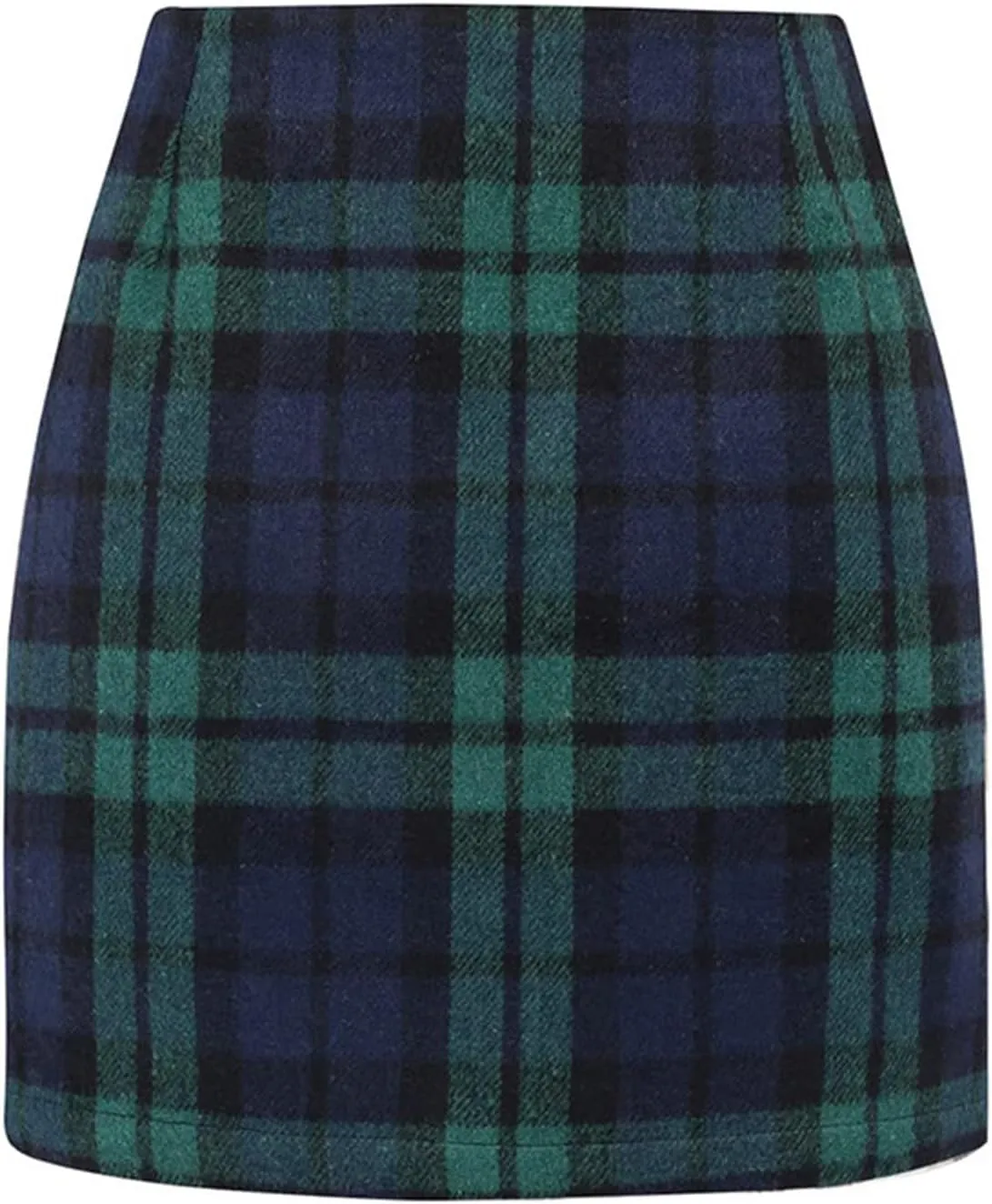 Mini Plaid Skirts for Women Trendy High Waisted Bodycon Wool Pencil Skirt Stretchy Wrap Skirt Lightweight Tweed Skirt