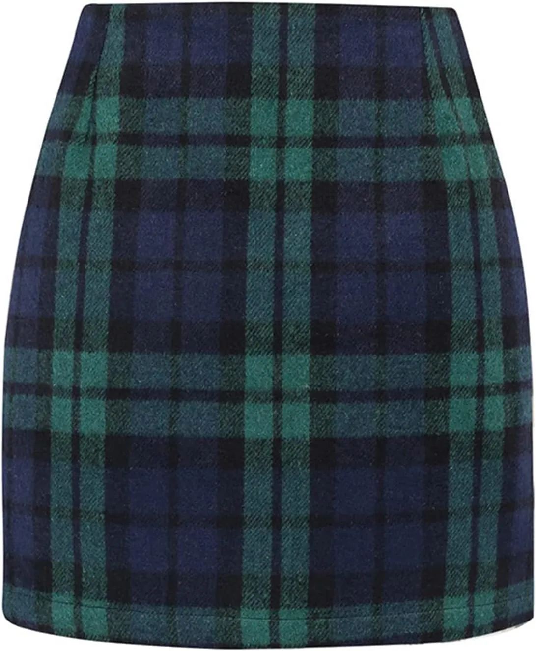 Mini Plaid Skirts for Women Trendy High Waisted Bodycon Wool Pencil Skirt Stretchy Wrap Skirt Lightweight Tweed Skirt