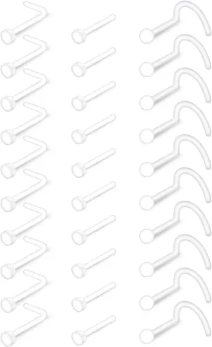 MODRSA Clear Nose Rings & Studs - Plastic Nose Piercing Retainers - 16g, 18g, 20g - Clear Cartilage Earrings & Lip Piercing Retainer