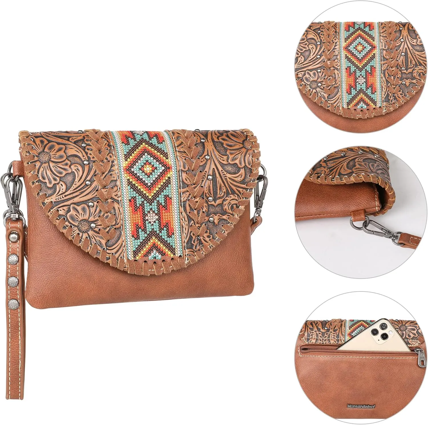 Montana West Crossbody Bags for Women Western Clutch Purses Cross Body Bag with Removable Strap