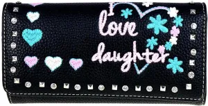 Montana West I Love Daughter Heart Tri-fold Clutch Wallet - Wristlet