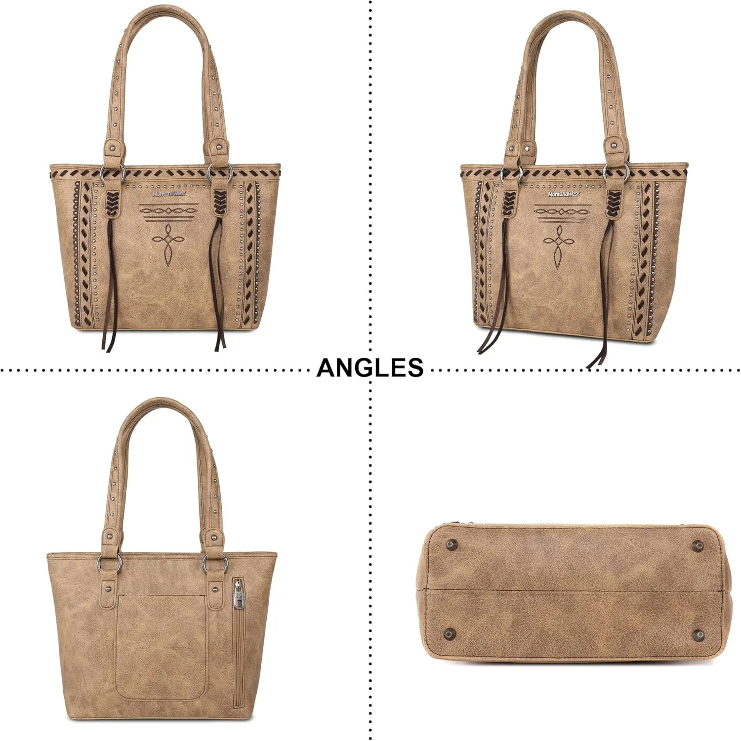 Montana West Spiritual Collection Western Tote Bag for Women Vegan Leather Shoulder Handbag with Wallet