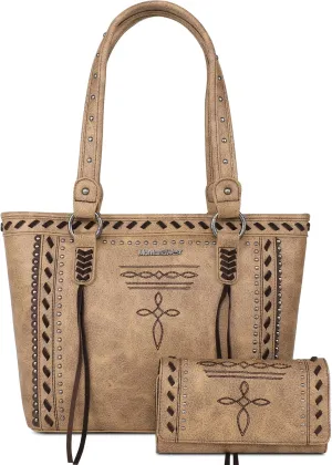 Montana West Spiritual Collection Western Tote Bag for Women Vegan Leather Shoulder Handbag with Wallet