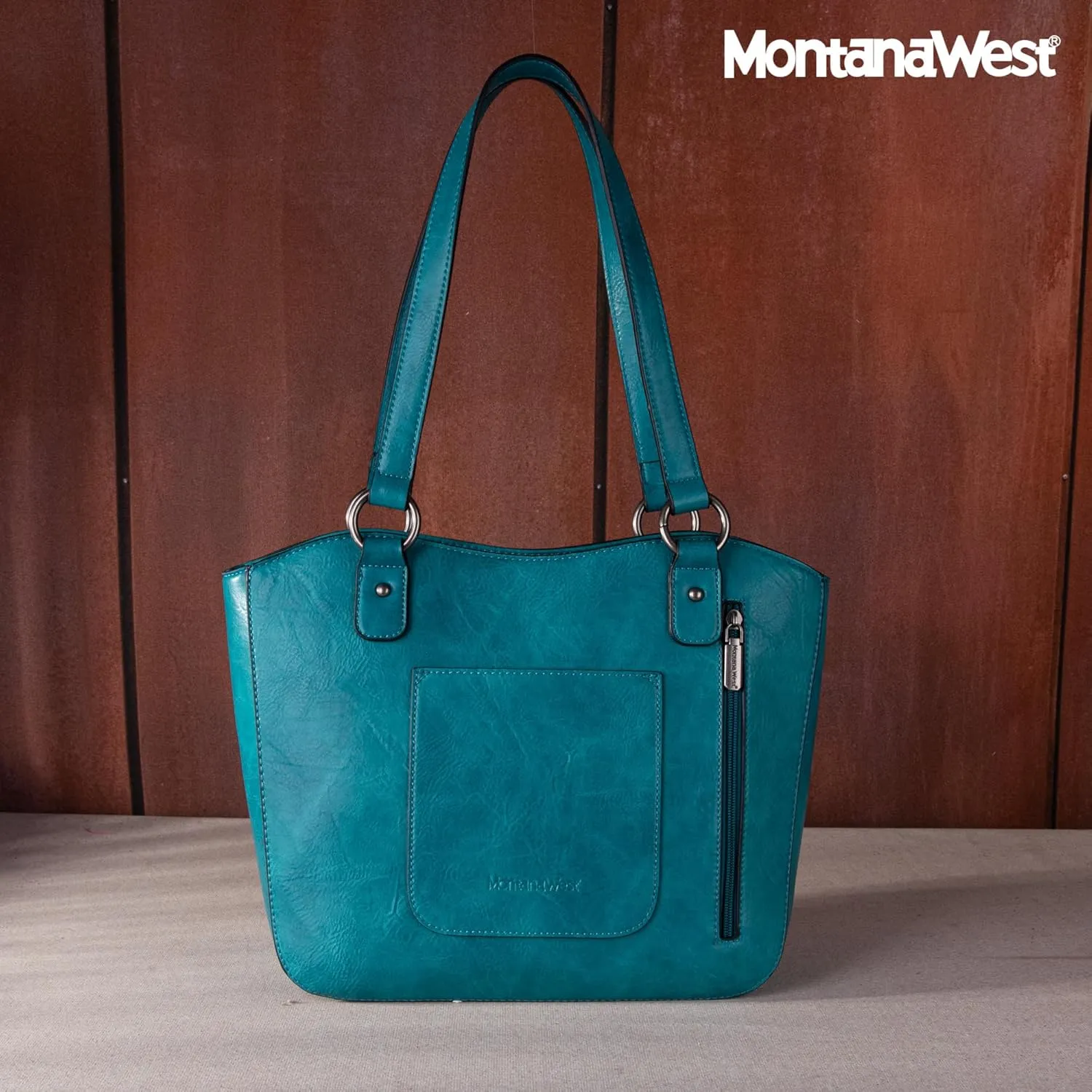 Montana West Western Tooling Tote Bag with Wallet Set for Women Vintage Studded Top Handle Shoulder Handbag