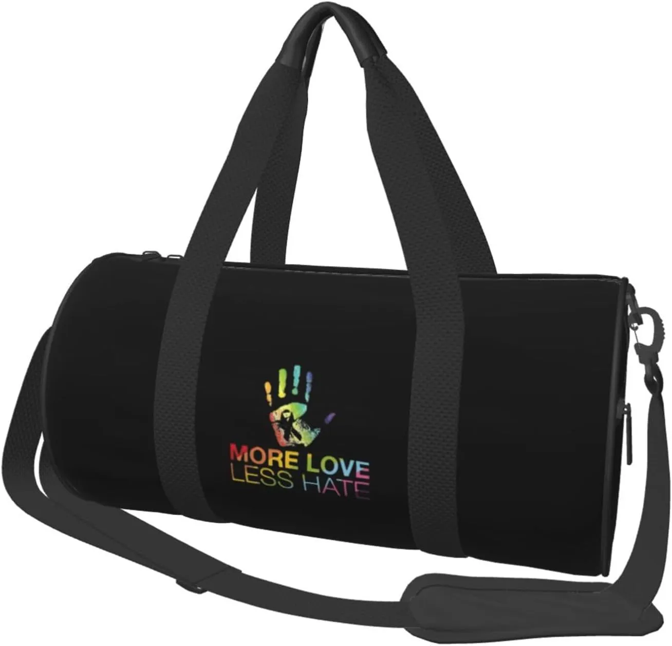 More Love Less Hate Gay Pride Convertible Garment Bag with Shoulder Strap, Carry on Garment Duffel Bag for Men Women - Rolling Foldable for Travel Luggage Bags (Black)
