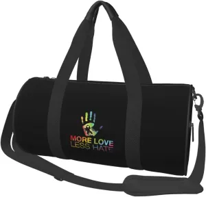 More Love Less Hate Gay Pride Convertible Garment Bag with Shoulder Strap, Carry on Garment Duffel Bag for Men Women - Rolling Foldable for Travel Luggage Bags (Black)