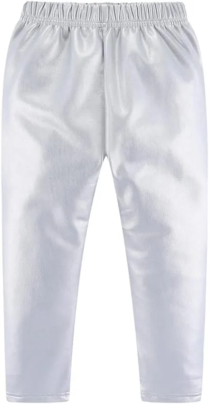 Mud Kingdom Little Girls Warm Pants Faux Leather Fleece Lined
