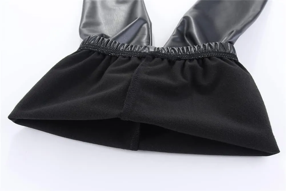 Mud Kingdom Little Girls Warm Pants Faux Leather Fleece Lined