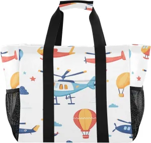 Nander Cartoon Airplane Reusable Grocery Bags,Large Grocery Tote Bag Water Resistant Shopping Bags Foldable Grocery Bag for Clothes,Shoes and Picnic