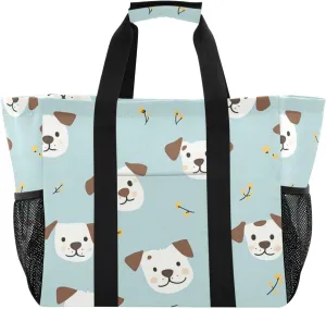 Nander Cute Cartoon Puppy Reusable Grocery Bags,Large Grocery Tote Bag Water Resistant Shopping Bags Foldable Grocery Bag for Clothes,Shoes and Picnic