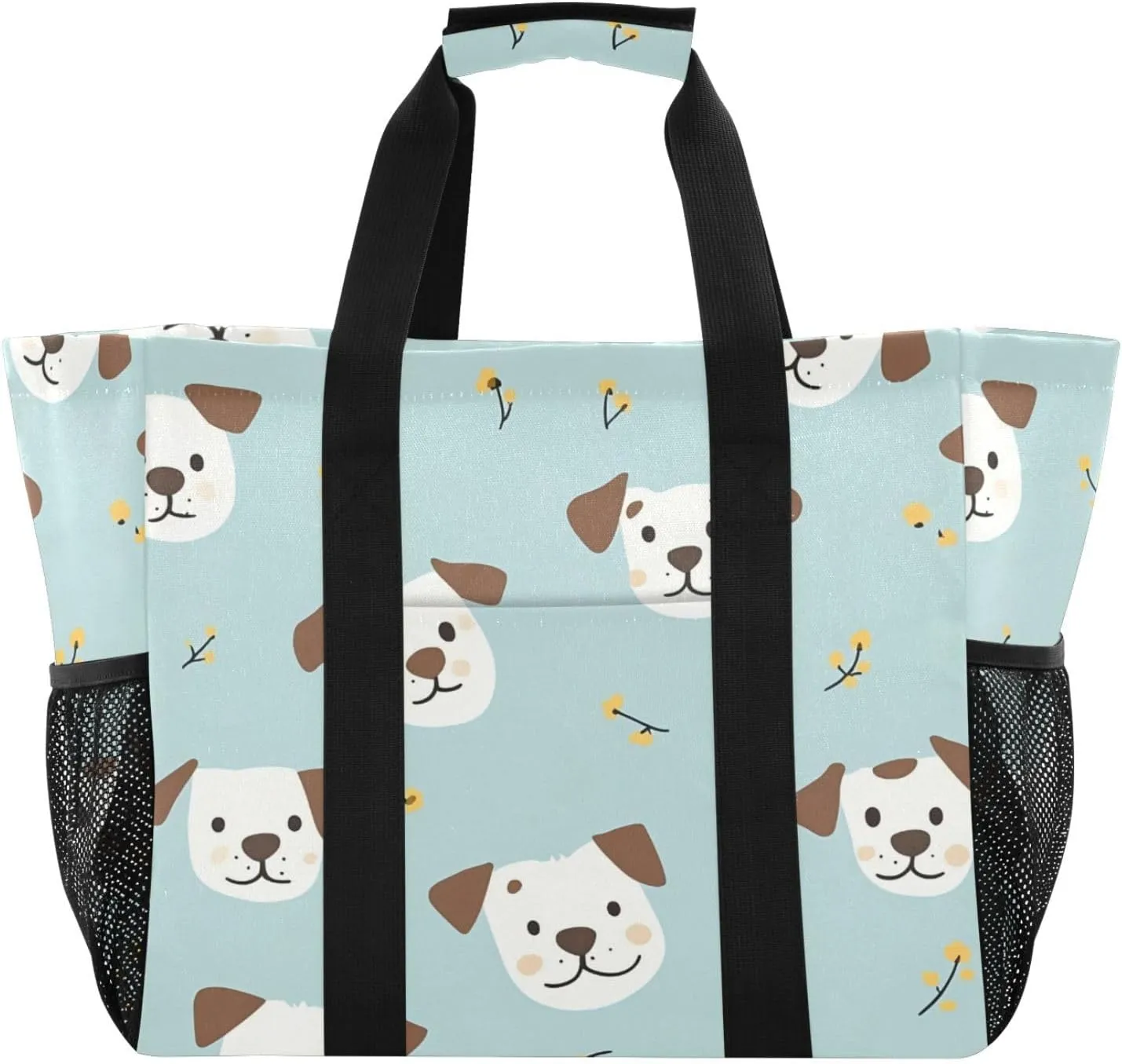 Nander Cute Cartoon Puppy Reusable Grocery Bags,Large Grocery Tote Bag Water Resistant Shopping Bags Foldable Grocery Bag for Clothes,Shoes and Picnic