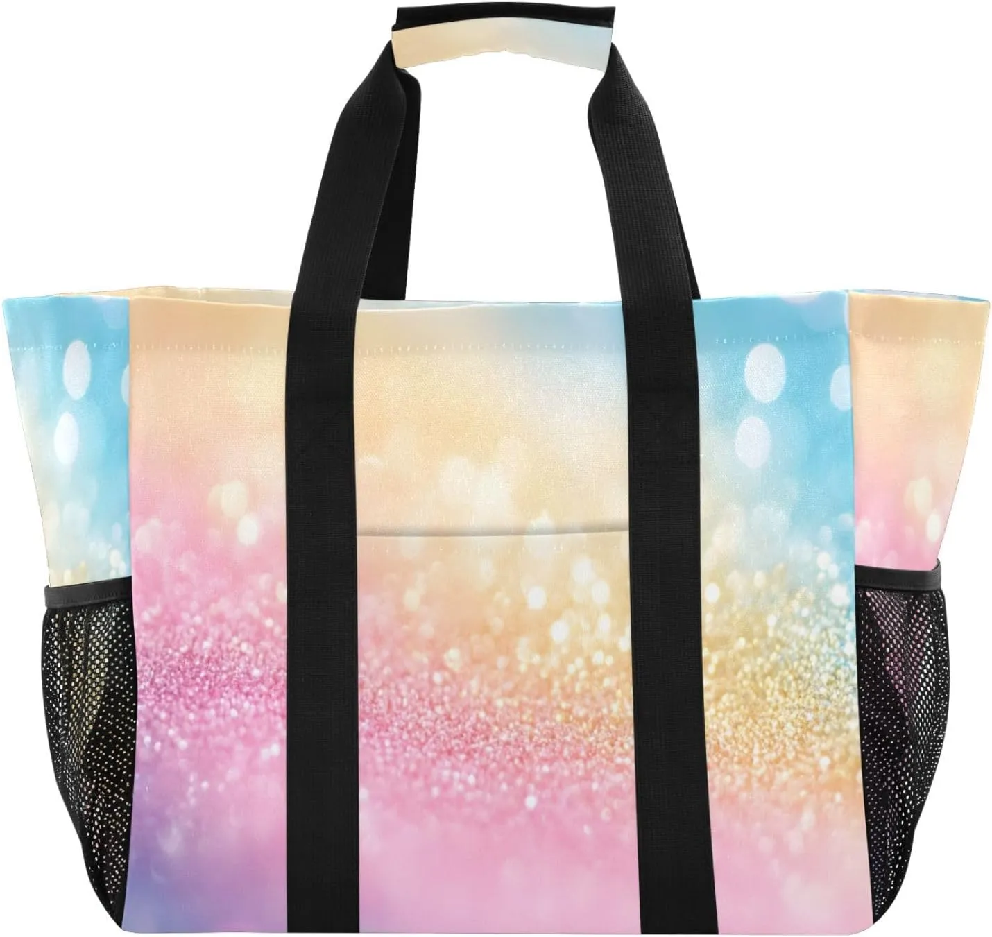 Nander Gradient Color Background Reusable Grocery Bags,Large Grocery Tote Bag Water Resistant Shopping Bags Foldable Grocery Bag for Clothes,Shoes and Picnic