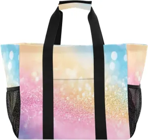 Nander Gradient Color Background Reusable Grocery Bags,Large Grocery Tote Bag Water Resistant Shopping Bags Foldable Grocery Bag for Clothes,Shoes and Picnic