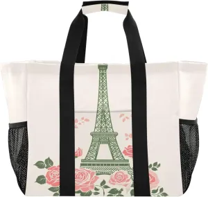 Nander Vintage Eiffel Tower in Paris Reusable Grocery Bags,Large Grocery Tote Bag Water Resistant Shopping Bags Foldable Grocery Bag for Clothes,Shoes and Picnic