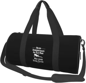 Never Underestimate An Old Man Who Loves Scuba Diving Convertible Garment Bag with Shoulder Strap, Carry on Garment Duffel Bag for Men Women - Rolling Foldable for Travel Luggage Bags (Black)