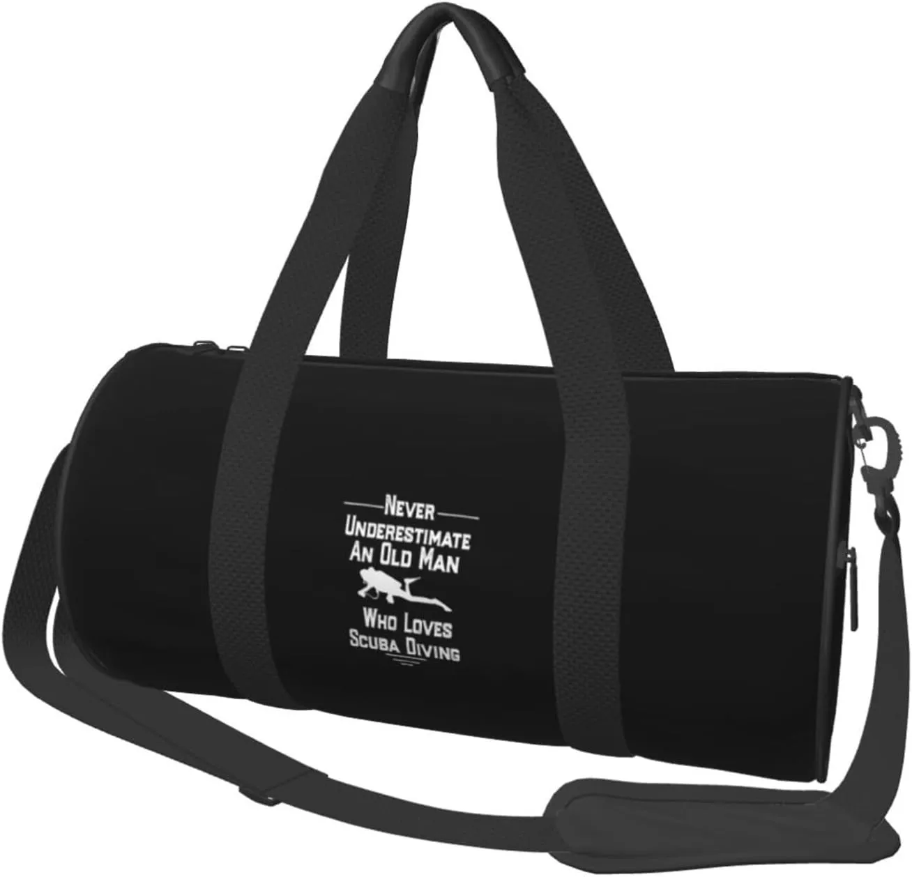 Never Underestimate An Old Man Who Loves Scuba Diving Convertible Garment Bag with Shoulder Strap, Carry on Garment Duffel Bag for Men Women - Rolling Foldable for Travel Luggage Bags (Black)