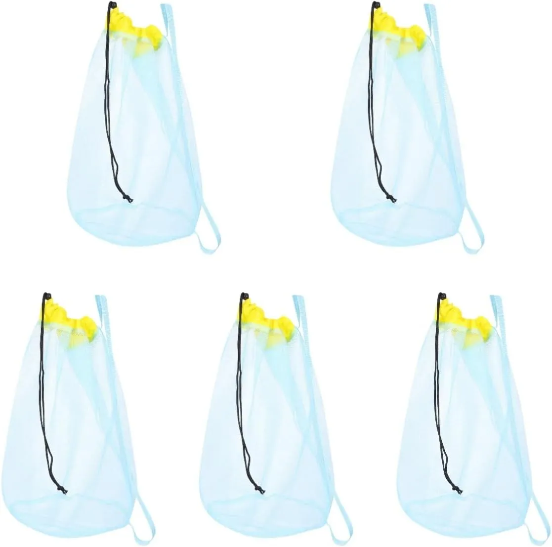 NOLITOY 5pcs Beach Mesh Bag Lightweight Storage Pouch for Sand Shells Swimwear Durable Drawstring Design for Outdoor Fun for Beach Pool and Travel