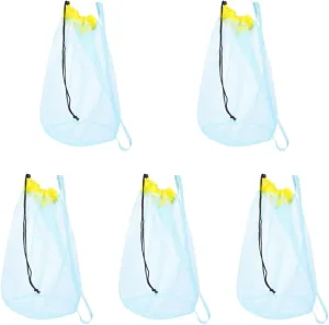 NOLITOY 5pcs Beach Mesh Bag Lightweight Storage Pouch for Sand Shells Swimwear Durable Drawstring Design for Outdoor Fun for Beach Pool and Travel