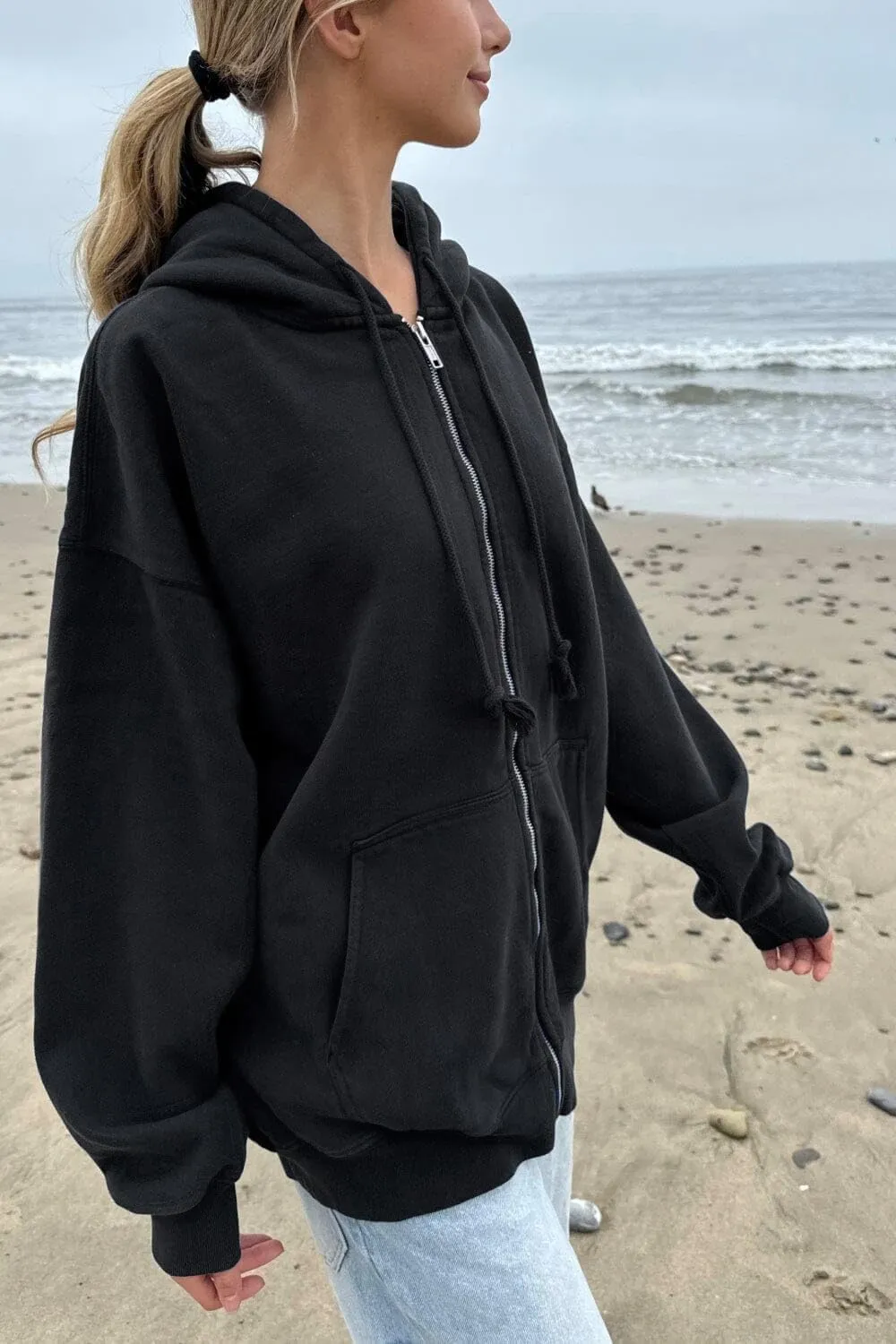 NUFIWI Women's Oversized Zip Up Hoodie Loose Long Sleeve Hooded Sweatshirt with Pockets Casual Jacket Preppy Streetwear