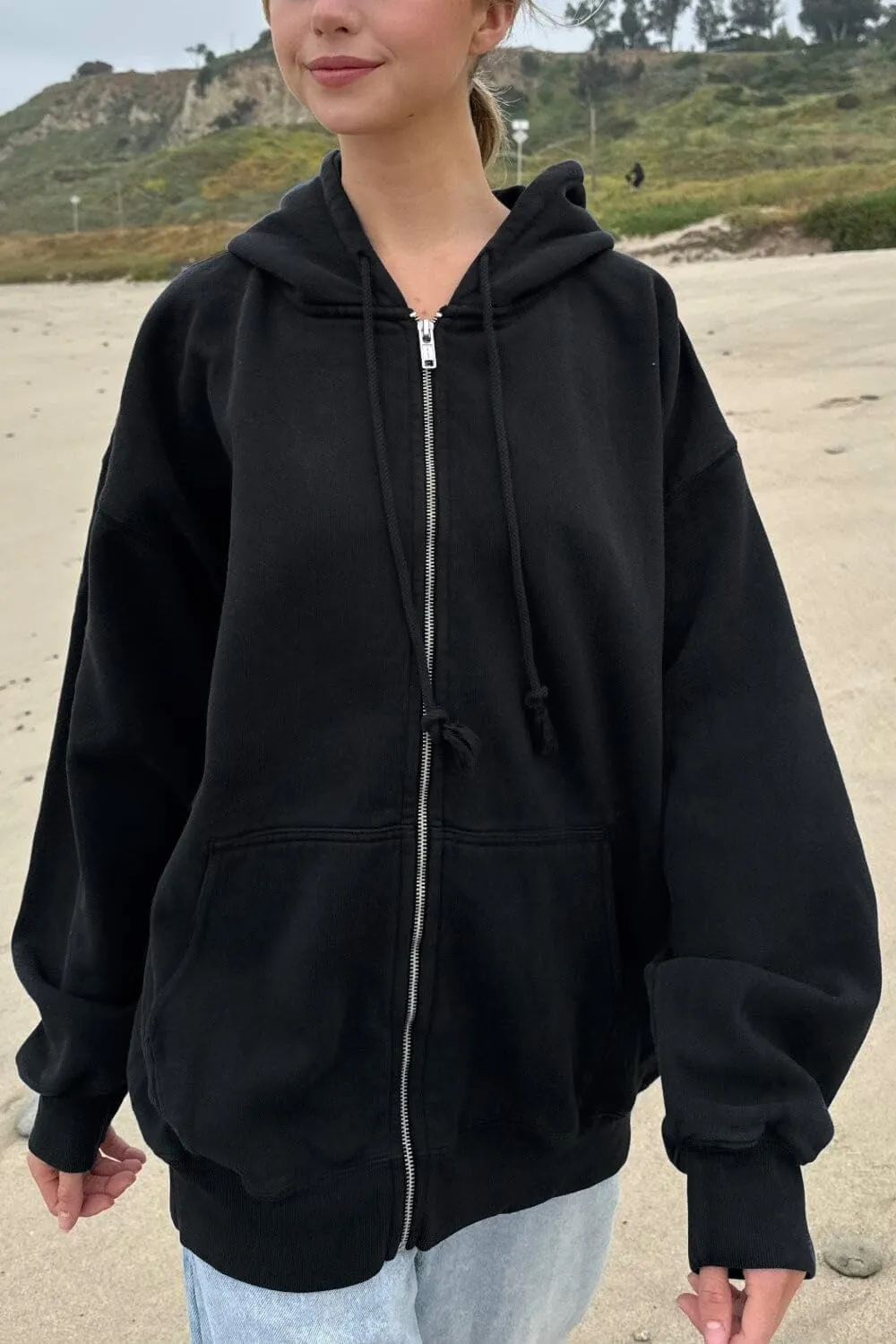 NUFIWI Women's Oversized Zip Up Hoodie Loose Long Sleeve Hooded Sweatshirt with Pockets Casual Jacket Preppy Streetwear