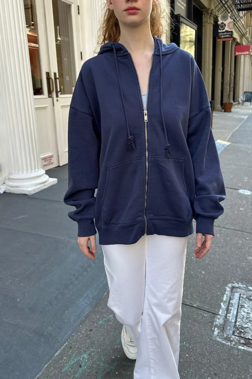 NUFIWI Women's Oversized Zip Up Hoodie Loose Long Sleeve Hooded Sweatshirt with Pockets Casual Jacket Preppy Streetwear