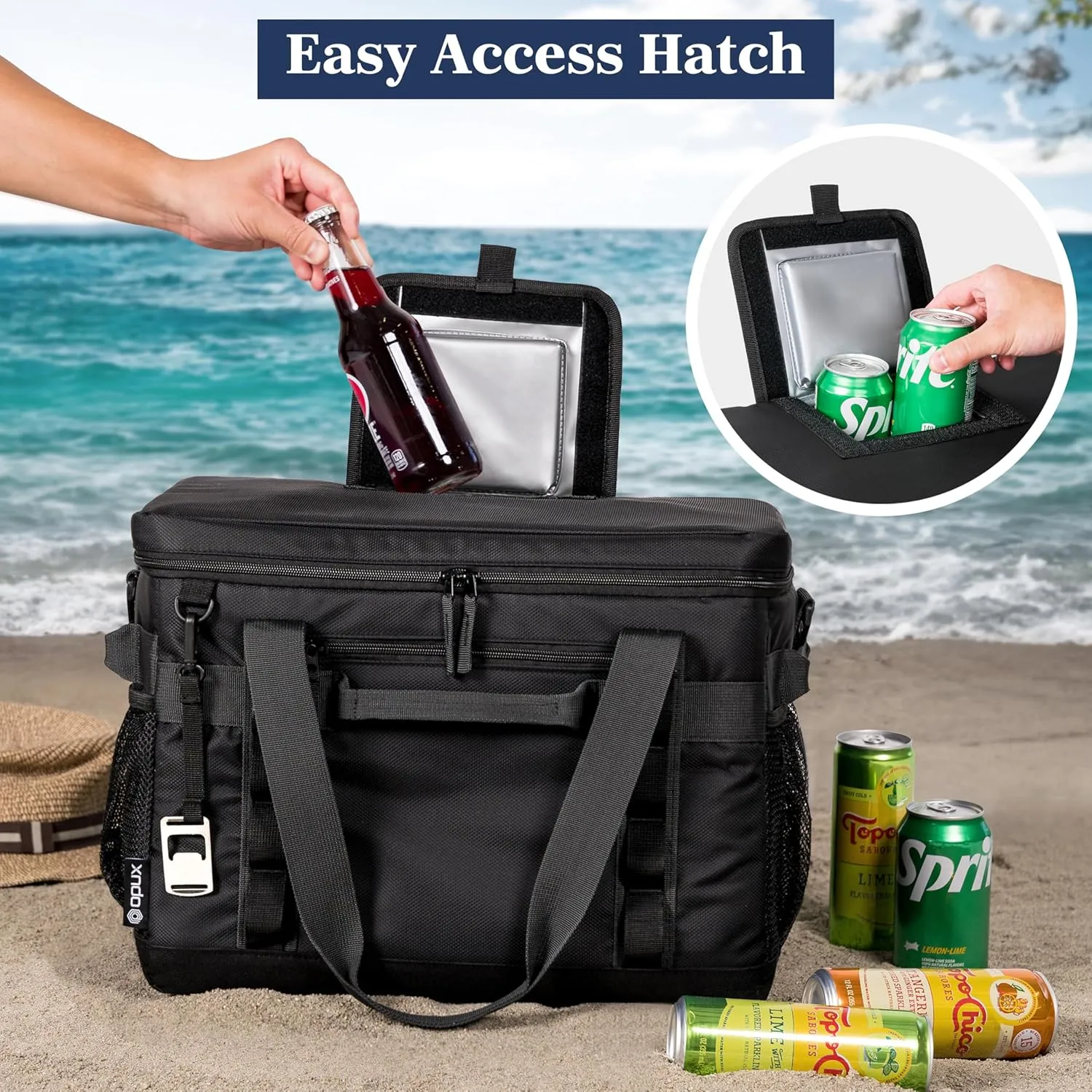 OPUX Cooler Bag, 60 Cans Insulated Soft Collapsible Portable Cooler, Soft Sided Leakproof Cooler for Beach Camping with Shoulder Strap, Ice Chest for Travel Road Trip Picnic, Black