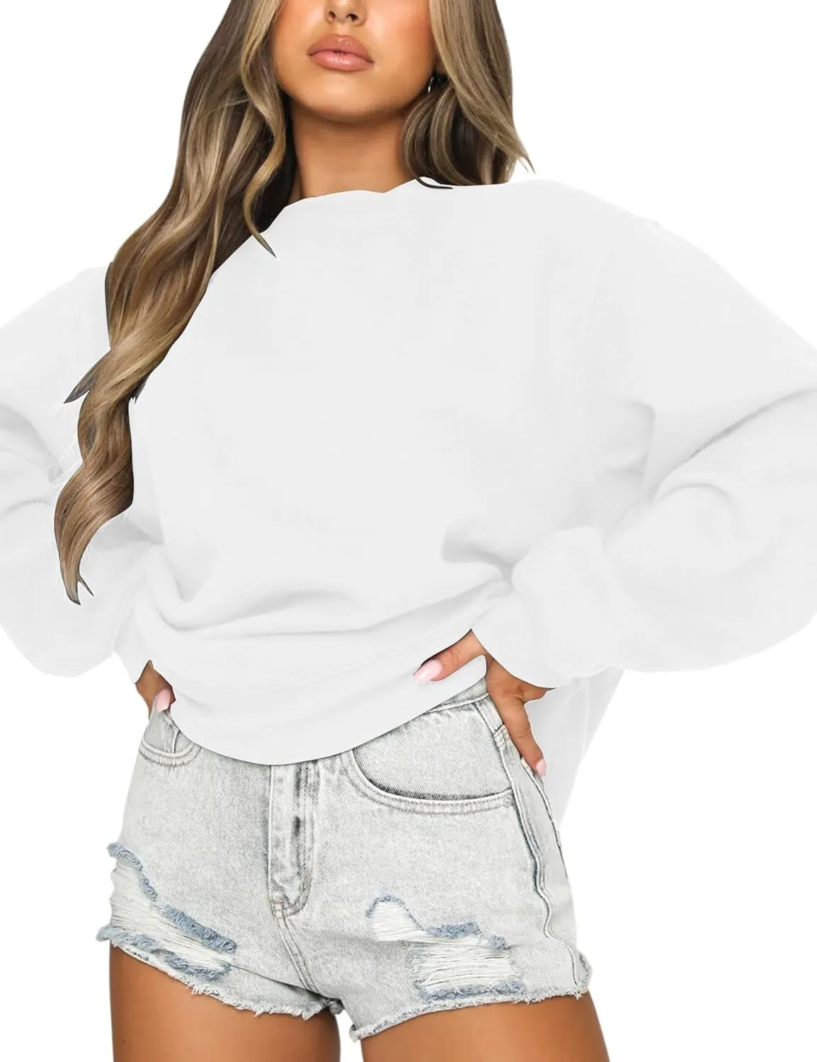 Orchidays Women's Casual Crewneck Sweatshirt Long Sleeve Loose Fitting Pullovers Fall Tops