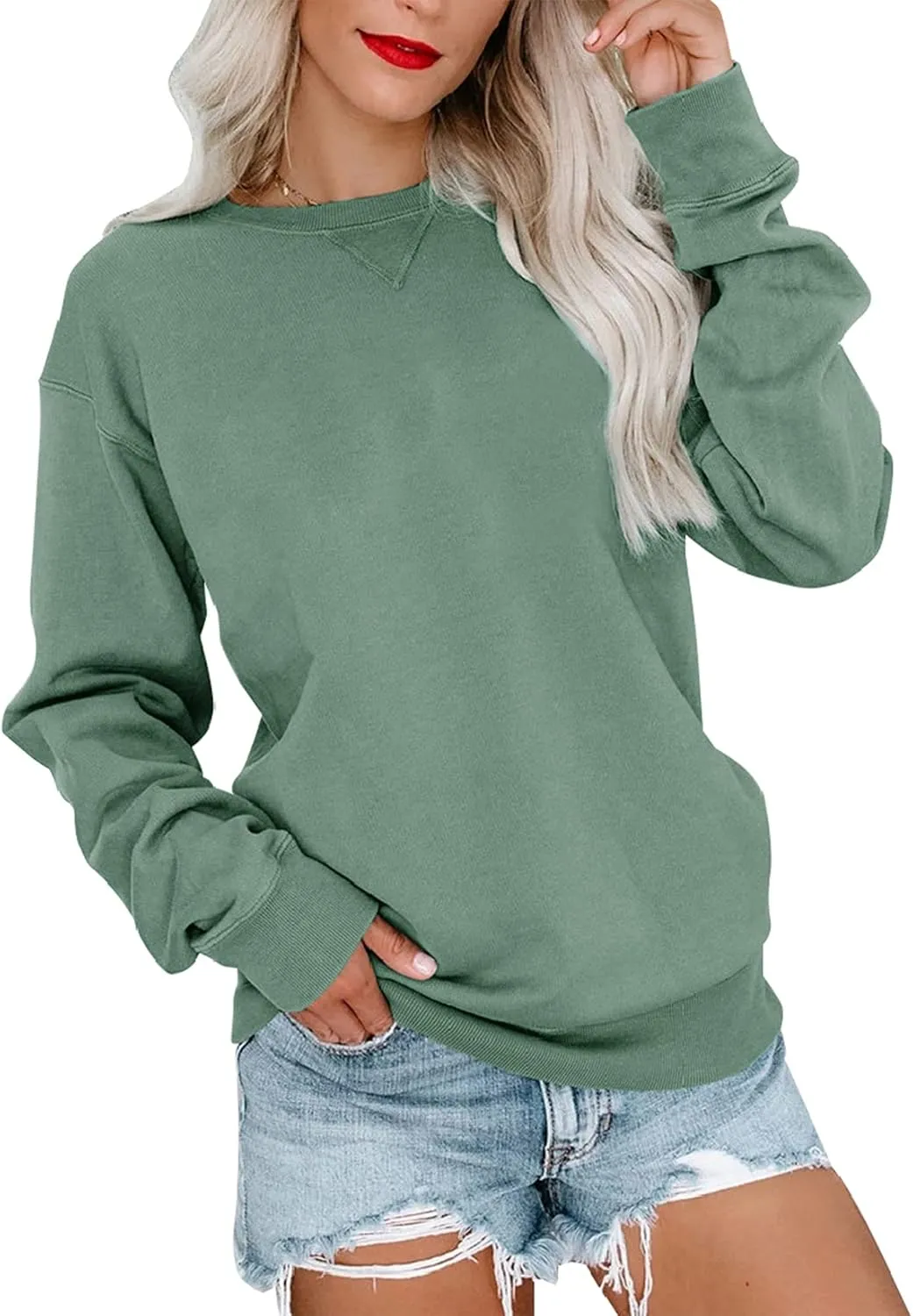 Orchidays Womens Casual Crewneck Sweatshirts Long Sleeve Cute Tunic Tops Loose Fitting Pullovers