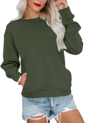Orchidays Womens Casual Crewneck Sweatshirts Long Sleeve Cute Tunic Tops Loose Fitting Pullovers