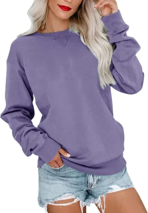 Orchidays Womens Casual Crewneck Sweatshirts Long Sleeve Cute Tunic Tops Loose Fitting Pullovers