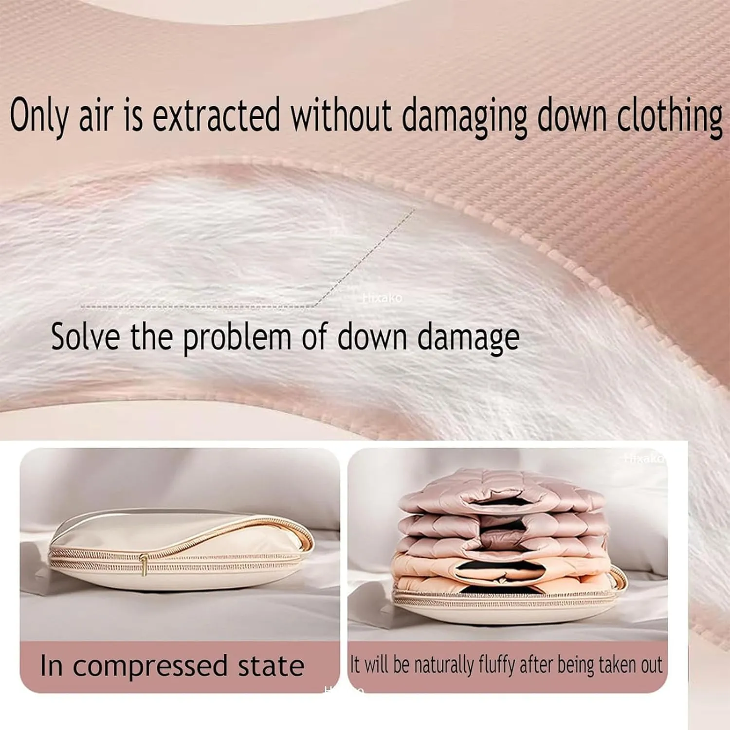 Otherwisie Space Saving Hanging Garment Bag with Self Compression Zipper, Garment Bags for Hanging Clothes, Compression Storage Bags for Clothes, Suits, Coats or Jackets (Pink-M)