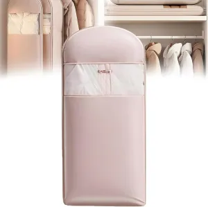 Otherwisie Space Saving Hanging Garment Bag with Self Compression Zipper, Garment Bags for Hanging Clothes, Compression Storage Bags for Clothes, Suits, Coats or Jackets (Pink-M)