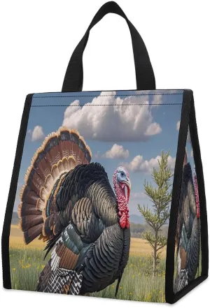 Outdoor Cooler Bags, Christmas Turkeys Printed Cooler Bag, Insulated Tote Bag, Grocery Tote Bag