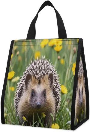 Outdoor Cooler Bags, Hedgehog Printed Cooler Bag, Insulated Tote Bag, Grocery Tote Bag