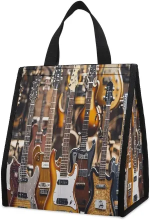 Outdoor Cooler Bags, Musical Instruments Printed Cooler Bag, Insulated Tote Bag, Grocery Tote Bag