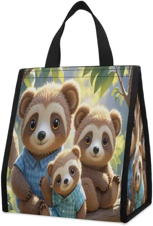 Outdoor Cooler Bags, Sloth Family Printed Cooler Bag, Insulated Tote Bag, Grocery Tote Bag