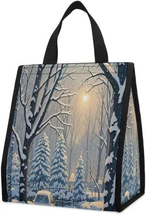 Outdoor Cooler Bags, Winter Printed Cooler Bag, Insulated Tote Bag, Grocery Tote Bag