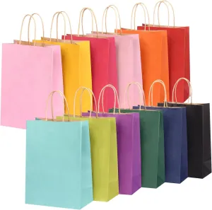 OUTUXED 36pcs Paper Gift Bags with Handles, 12 Colors Party Favor Bags, 5.9"x3.1"x8.3" Small Goodie Bags Gift Bags for Birthday Party and Party Supplies