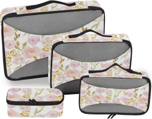 Packing Cubes for Suitcases Set of 4 Suitcase Organizer Travel Cubes for Luggage Pqcking Cubes Watercolor Flowers