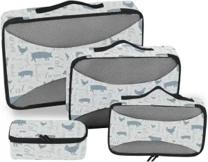 Packing Cubes for Travel 4 Set Luggage Packing Cubes Suitcase Cubes Packing Cunes Farmhouse Chicken Cow